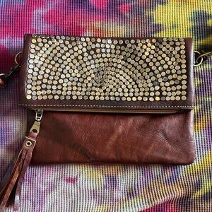 Authentic Moroccan Leather Purse 👜 Middle Eastern Bag with Real Metal Decals